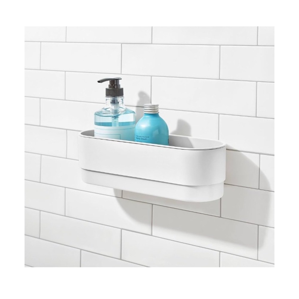 iDesign Adhesive Bathroom Shower‎ Caddy Basket Storage Organizer White-NWT